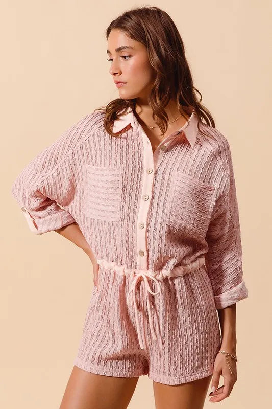 SO ME Textured Knit Button Front Romper-Jumpsuits & Rompers-Trendsi-[option4]-[option5]-[option6]-[option7]-[option8]-Shop-Boutique-Clothing-for-Women-Online