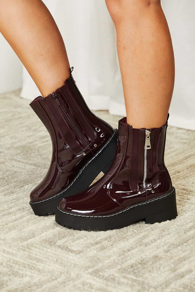 Forever Link Side Zip Platform Boots-Boots-Trendsi-Burgundy-6-[option4]-[option5]-[option6]-[option7]-[option8]-Shop-Boutique-Clothing-for-Women-Online