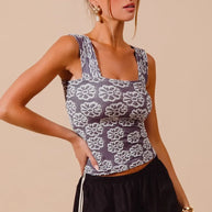 SO ME Two Tone Floral Seamless Tank Top-Tank Tops & Camis-Trendsi-[option4]-[option5]-[option6]-[option7]-[option8]-Shop-Boutique-Clothing-for-Women-Online
