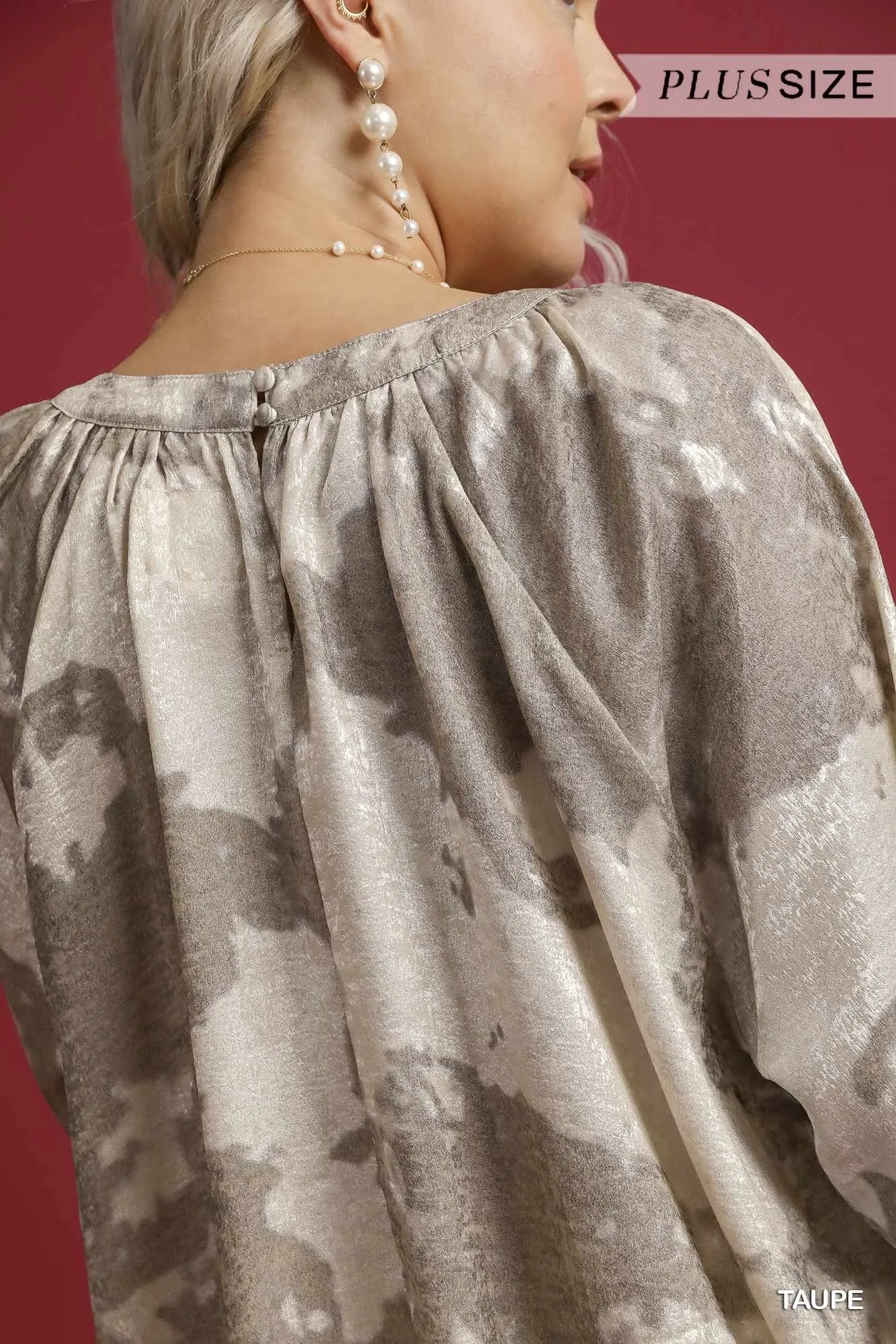 Umgee Full Size Metallic Fabric Blouse with Balloon Sleeves-Blouses-Trendsi-[option4]-[option5]-[option6]-[option7]-[option8]-Shop-Boutique-Clothing-for-Women-Online