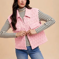 Annie Wear Texture Quilted Snap Down Vest Coat-Vest-Trendsi-[option4]-[option5]-[option6]-[option7]-[option8]-Shop-Boutique-Clothing-for-Women-Online