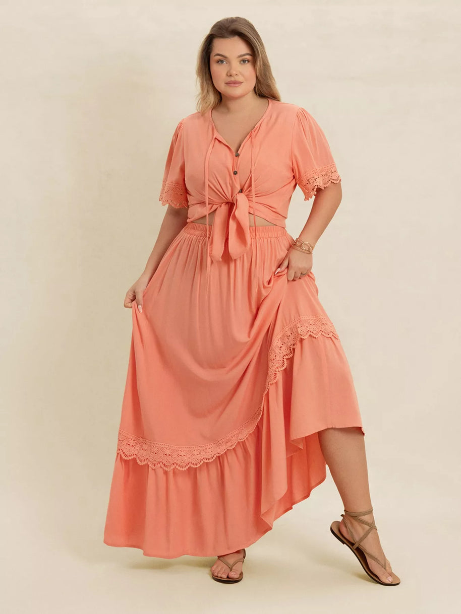 Plus Size Lace Detail Tie Neck Top and Skirt Set-2 piece set-Trendsi-[option4]-[option5]-[option6]-[option7]-[option8]-Shop-Boutique-Clothing-for-Women-Online