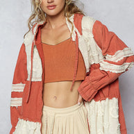 POL Raw Hem Color Block Hooded Jacket-Jacket-Trendsi-Orange-Red-S-[option4]-[option5]-[option6]-[option7]-[option8]-Shop-Boutique-Clothing-for-Women-Online