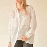 Davi & Dani Crinkled Jacquard Button Down Shirt-Blouses-Trendsi-[option4]-[option5]-[option6]-[option7]-[option8]-Shop-Boutique-Clothing-for-Women-Online