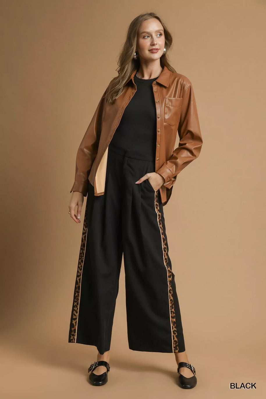Umgee Front Pleated Wide-Leg Pants with Contrast Trim-Pants-Trendsi-[option4]-[option5]-[option6]-[option7]-[option8]-Shop-Boutique-Clothing-for-Women-Online