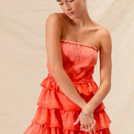 SO ME Strapless Ruffle Layered Game Day Cheer Up Dress-Dresses-Trendsi-[option4]-[option5]-[option6]-[option7]-[option8]-Shop-Boutique-Clothing-for-Women-Online