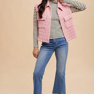 Annie Wear Texture Quilted Snap Down Vest Coat-Vest-Trendsi-[option4]-[option5]-[option6]-[option7]-[option8]-Shop-Boutique-Clothing-for-Women-Online