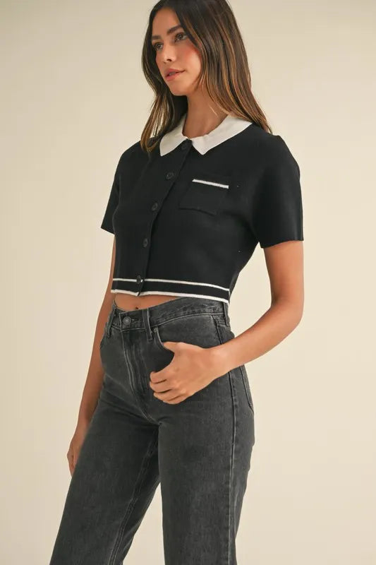 MABLE Button Down Contrast Collared Knit Cardigan-Crop Tops-Trendsi-[option4]-[option5]-[option6]-[option7]-[option8]-Shop-Boutique-Clothing-for-Women-Online