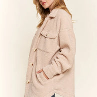 And The Why Teddy Sherpa Button Down Curved Hem Shacket-Womens Outerwear/Shacket-Trendsi-[option4]-[option5]-[option6]-[option7]-[option8]-Shop-Boutique-Clothing-for-Women-Online