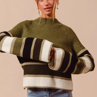 SO ME Multi Color Striped Mock Neck Sweater-Sweaters-Trendsi-OLIVE COMBO-S-[option4]-[option5]-[option6]-[option7]-[option8]-Shop-Boutique-Clothing-for-Women-Online