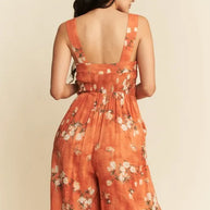 Davi & Dani Floral Ruffle Square Neck Smocking Bodice Jumpsuit-Jumpsuits & Rompers-Trendsi-[option4]-[option5]-[option6]-[option7]-[option8]-Shop-Boutique-Clothing-for-Women-Online