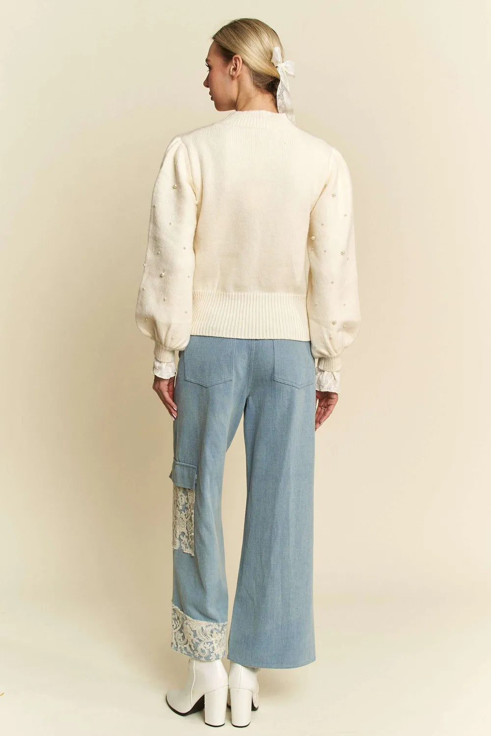 Davi & Dani Lace Applique Wide Leg Jeans-Jeans-Trendsi-[option4]-[option5]-[option6]-[option7]-[option8]-Shop-Boutique-Clothing-for-Women-Online