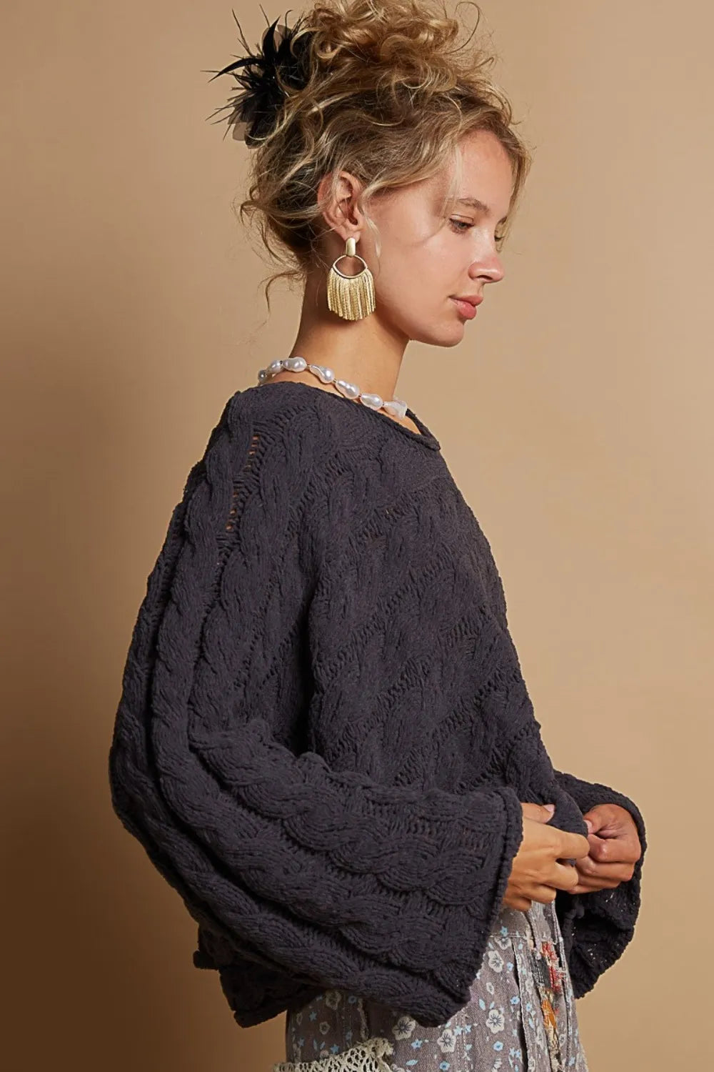 POL Round Neck Cable Knit Cropped Sweater-Sweaters-Trendsi-[option4]-[option5]-[option6]-[option7]-[option8]-Shop-Boutique-Clothing-for-Women-Online