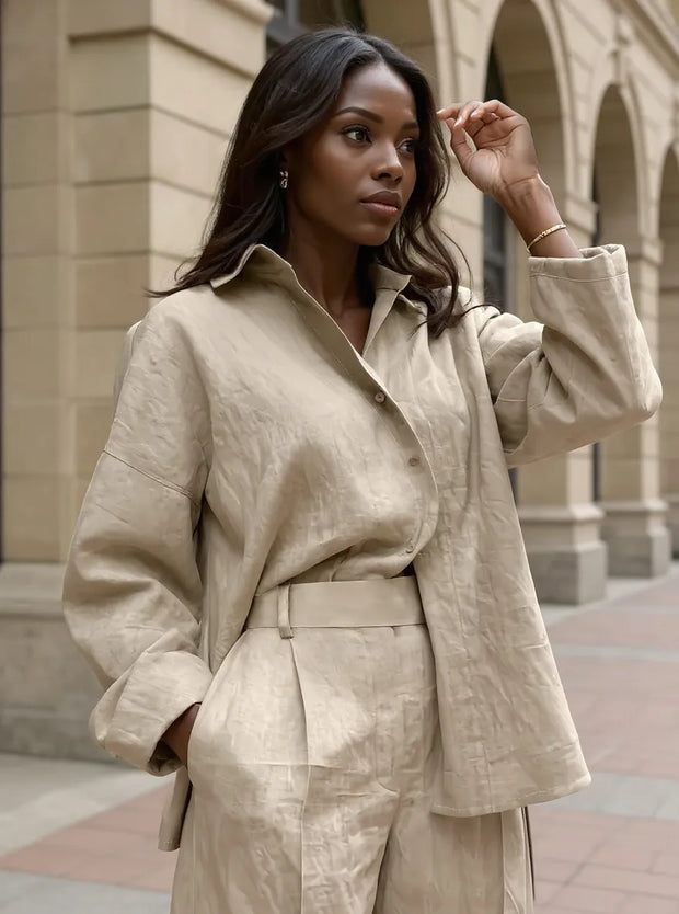 Button Up Long Sleeve Shirt-Tops-Trendsi-Dust Storm-S-[option4]-[option5]-[option6]-[option7]-[option8]-Shop-Boutique-Clothing-for-Women-Online
