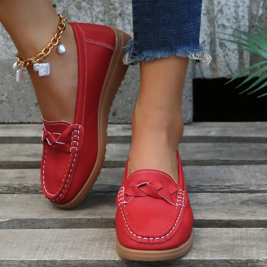 Weave Wedge Heeled Loafers-Shoes-Trendsi-Deep Red-35(US4)-[option4]-[option5]-[option6]-[option7]-[option8]-Shop-Boutique-Clothing-for-Women-Online