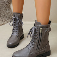 PU Leather Lace-Up Boots-Boots-Trendsi-Dark Gray-36(US5)-[option4]-[option5]-[option6]-[option7]-[option8]-Shop-Boutique-Clothing-for-Women-Online