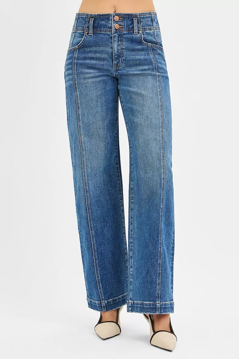 RISEN Mid Rise Fit Wide Baggy Jeans-Jeans-Trendsi-[option4]-[option5]-[option6]-[option7]-[option8]-Shop-Boutique-Clothing-for-Women-Online