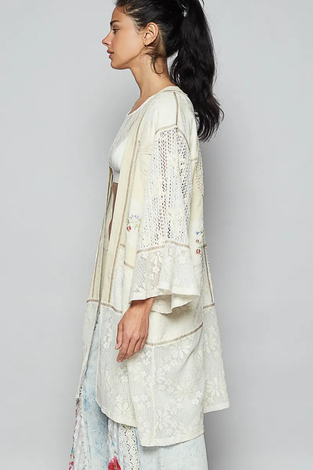 POL Double Gauze and Lace Mix Cardigan with Embroidered Detail-Cardigan-Trendsi-[option4]-[option5]-[option6]-[option7]-[option8]-Shop-Boutique-Clothing-for-Women-Online