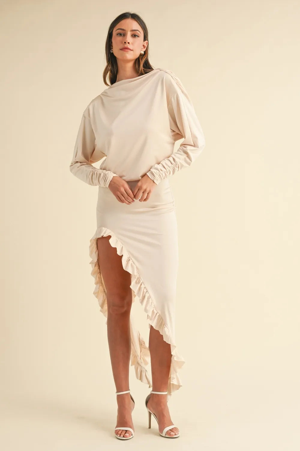 Mable Backless Asymmetric Ruffle Hem Dress-Dresses-Trendsi-Cream-S-[option4]-[option5]-[option6]-[option7]-[option8]-Shop-Boutique-Clothing-for-Women-Online