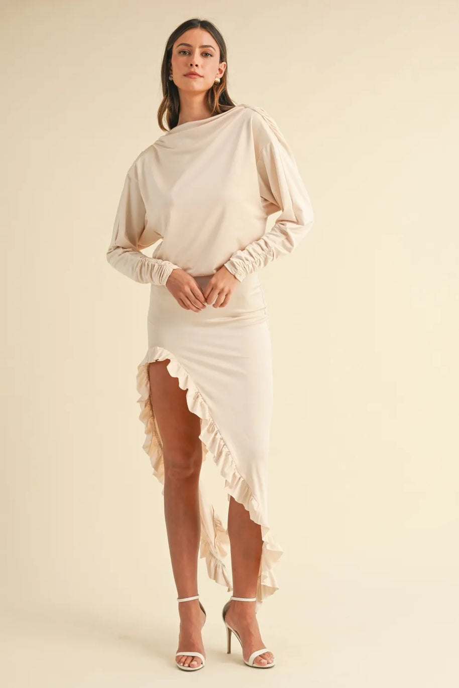 Mable Backless Asymmetric Ruffle Hem Dress-Dresses-Trendsi-Cream-S-[option4]-[option5]-[option6]-[option7]-[option8]-Shop-Boutique-Clothing-for-Women-Online