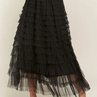 ADORA Elastic Waist Layered Mesh Midi Skirt-Skirts-Trendsi-Black-S-[option4]-[option5]-[option6]-[option7]-[option8]-Shop-Boutique-Clothing-for-Women-Online
