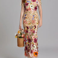 Floral Embroidered Mesh Overlay Maxi Dress-Dresses-Trendsi-Apricot-S-[option4]-[option5]-[option6]-[option7]-[option8]-Shop-Boutique-Clothing-for-Women-Online