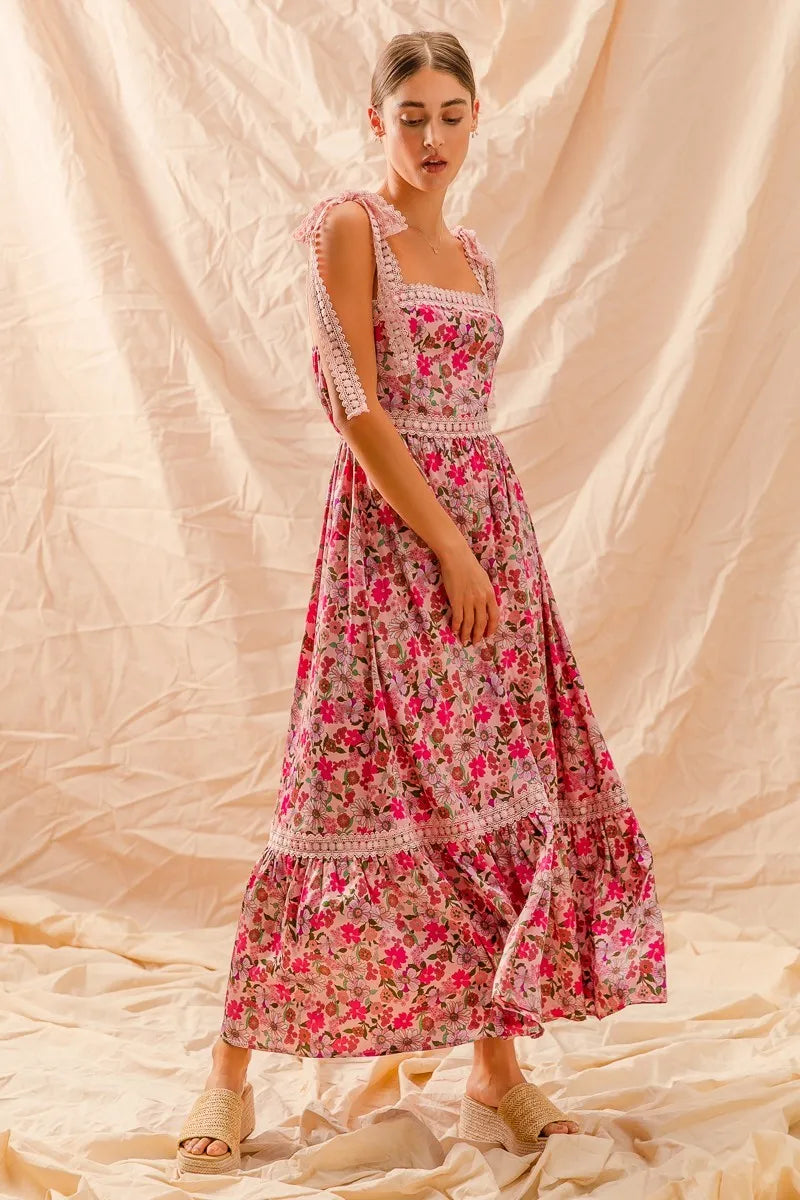 SO ME Floral Maxi Dress With Ribbon Tie Lace Strap-Dresses-Trendsi-[option4]-[option5]-[option6]-[option7]-[option8]-Shop-Boutique-Clothing-for-Women-Online