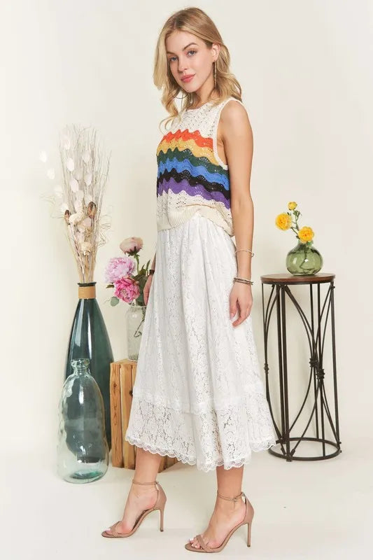 ADORA Elastic Waist Lace Midi Skirt-Skirts-Trendsi-[option4]-[option5]-[option6]-[option7]-[option8]-Shop-Boutique-Clothing-for-Women-Online