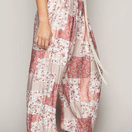 POL Drawstring Floral Patchwork Wide leg Pants-Pants-Trendsi-[option4]-[option5]-[option6]-[option7]-[option8]-Shop-Boutique-Clothing-for-Women-Online