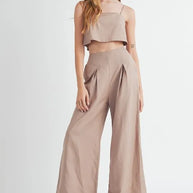 MABLE Linen Mix Crop Cami and Wide Leg Pants Set-2 piece set-Trendsi-Mocha-S-[option4]-[option5]-[option6]-[option7]-[option8]-Shop-Boutique-Clothing-for-Women-Online
