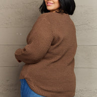Zenana Breezy Days Plus Size High Low Waffle Knit Sweater-Sweaters-Trendsi-[option4]-[option5]-[option6]-[option7]-[option8]-Shop-Boutique-Clothing-for-Women-Online