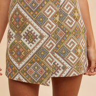 Annie Wear Ethic Woven Jacquard Wrap Mini Skirt-Skirts-Trendsi-YELLOW GREEN MULTI-S-[option4]-[option5]-[option6]-[option7]-[option8]-Shop-Boutique-Clothing-for-Women-Online