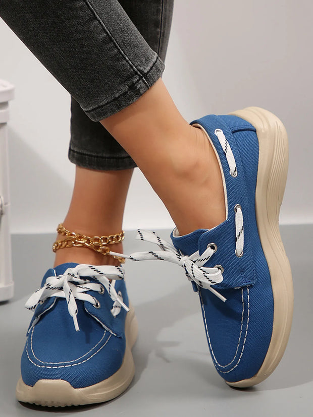Lace Up Round Toe Sneakers-Sneakers-Trendsi-Deep Blue-36-[option4]-[option5]-[option6]-[option7]-[option8]-Shop-Boutique-Clothing-for-Women-Online