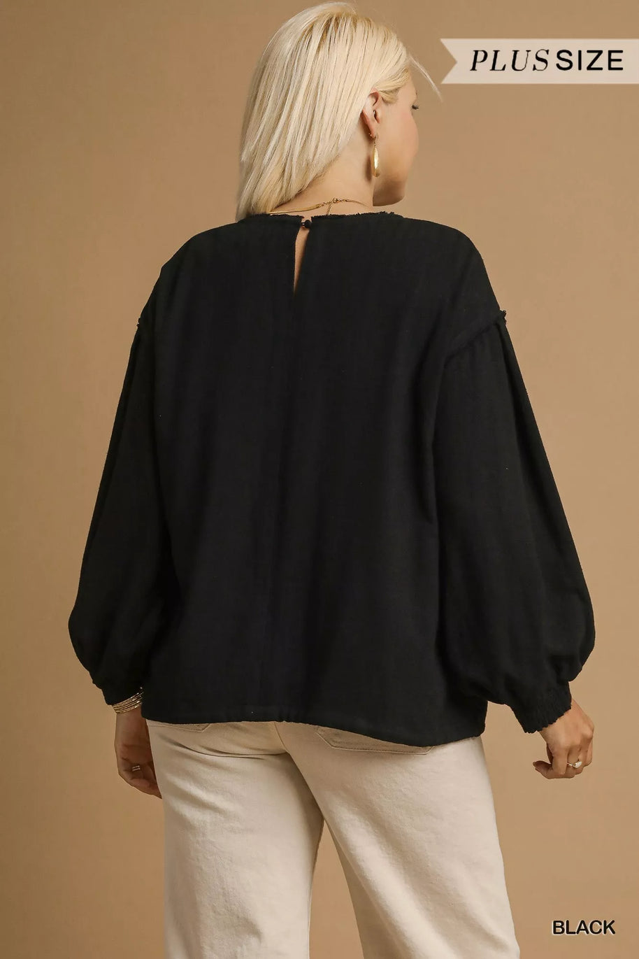 Umgee Full Size Linen Long Sleeve Top with Drawstring-Blouses-Trendsi-[option4]-[option5]-[option6]-[option7]-[option8]-Shop-Boutique-Clothing-for-Women-Online