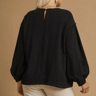 Umgee Full Size Linen Long Sleeve Top with Drawstring-Blouses-Trendsi-[option4]-[option5]-[option6]-[option7]-[option8]-Shop-Boutique-Clothing-for-Women-Online