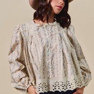 SO ME Floral Print Lace Button Down Shirt-Blouses-Trendsi-[option4]-[option5]-[option6]-[option7]-[option8]-Shop-Boutique-Clothing-for-Women-Online