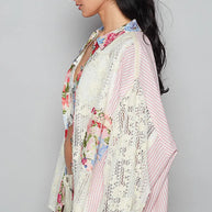 POL Lace Long Sleeve Shirt with Floral and Striped Pattern-Shirts-Trendsi-[option4]-[option5]-[option6]-[option7]-[option8]-Shop-Boutique-Clothing-for-Women-Online