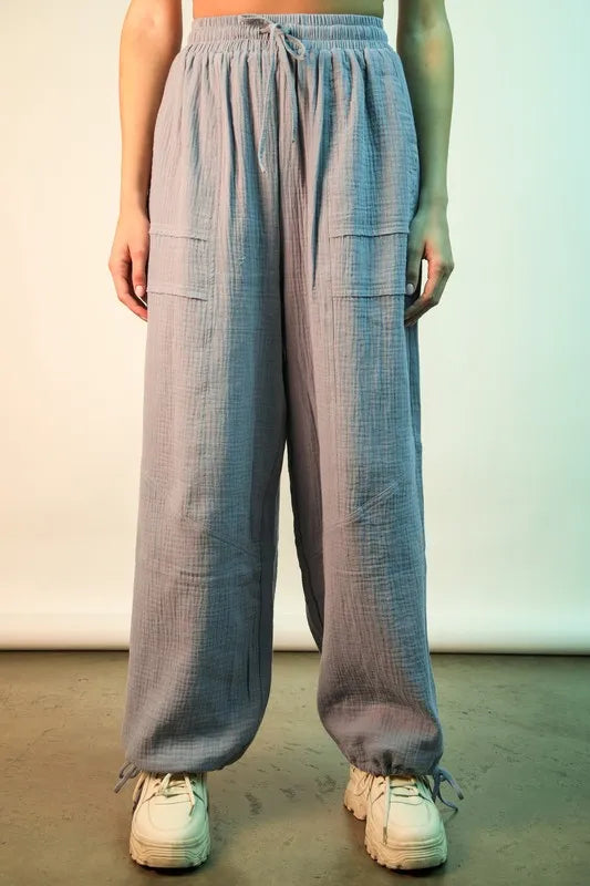 VERY J Wide Leg Gauze Solid Pants-Pants-Trendsi-[option4]-[option5]-[option6]-[option7]-[option8]-Shop-Boutique-Clothing-for-Women-Online