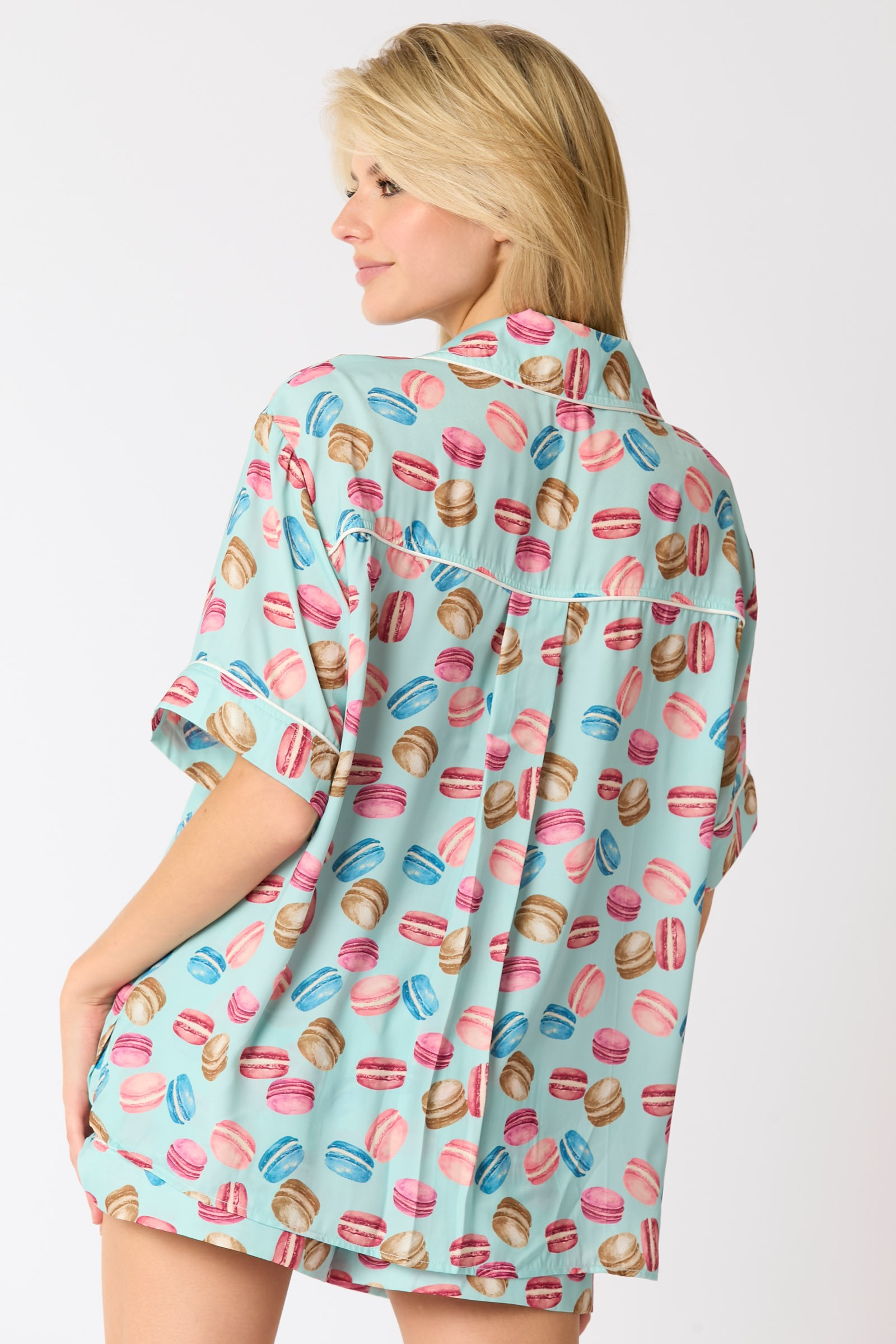 Poly Satin Macarons Printed Pajama Shorts-Bottoms-Ave Shops-[option4]-[option5]-[option6]-[option7]-[option8]-Shop-Boutique-Clothing-for-Women-Online