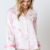 Satin Champagne Long Sleeve Pajama Top-Tops-Ave Shops-[option4]-[option5]-[option6]-[option7]-[option8]-Shop-Boutique-Clothing-for-Women-Online