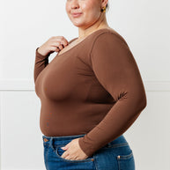 Bring in the Basics Seamless Reversible V-Neck Coffee-Tops-Ave Shops-[option4]-[option5]-[option6]-[option7]-[option8]-Shop-Boutique-Clothing-for-Women-Online