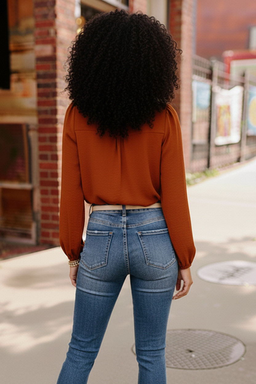 Copper Charm Pleated Blouse-Haptics-[option4]-[option5]-[option6]-[option7]-[option8]-Shop-Boutique-Clothing-for-Women-Online