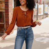 Copper Charm Pleated Blouse-Haptics-[option4]-[option5]-[option6]-[option7]-[option8]-Shop-Boutique-Clothing-for-Women-Online