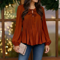 Copper Charm Pleated Blouse-Haptics-[option4]-[option5]-[option6]-[option7]-[option8]-Shop-Boutique-Clothing-for-Women-Online