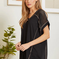 Tunic Top with V-Neckline and Shoulder Details-Tops-Ave Shops-[option4]-[option5]-[option6]-[option7]-[option8]-Shop-Boutique-Clothing-for-Women-Online