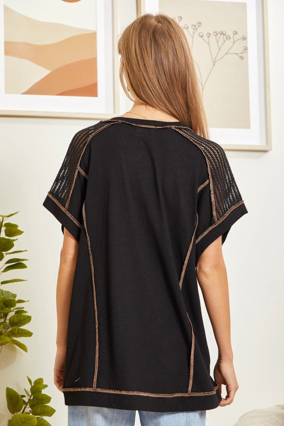 Tunic Top with V-Neckline and Shoulder Details-Tops-Ave Shops-[option4]-[option5]-[option6]-[option7]-[option8]-Shop-Boutique-Clothing-for-Women-Online