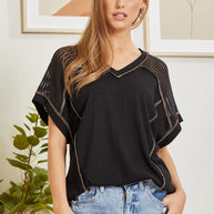 Tunic Top with V-Neckline and Shoulder Details-Tops-Ave Shops-[option4]-[option5]-[option6]-[option7]-[option8]-Shop-Boutique-Clothing-for-Women-Online