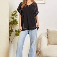 Tunic Top with V-Neckline and Shoulder Details-Tops-Ave Shops-[option4]-[option5]-[option6]-[option7]-[option8]-Shop-Boutique-Clothing-for-Women-Online