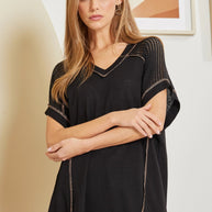 Tunic Top with V-Neckline and Shoulder Details-Tops-Ave Shops-[option4]-[option5]-[option6]-[option7]-[option8]-Shop-Boutique-Clothing-for-Women-Online