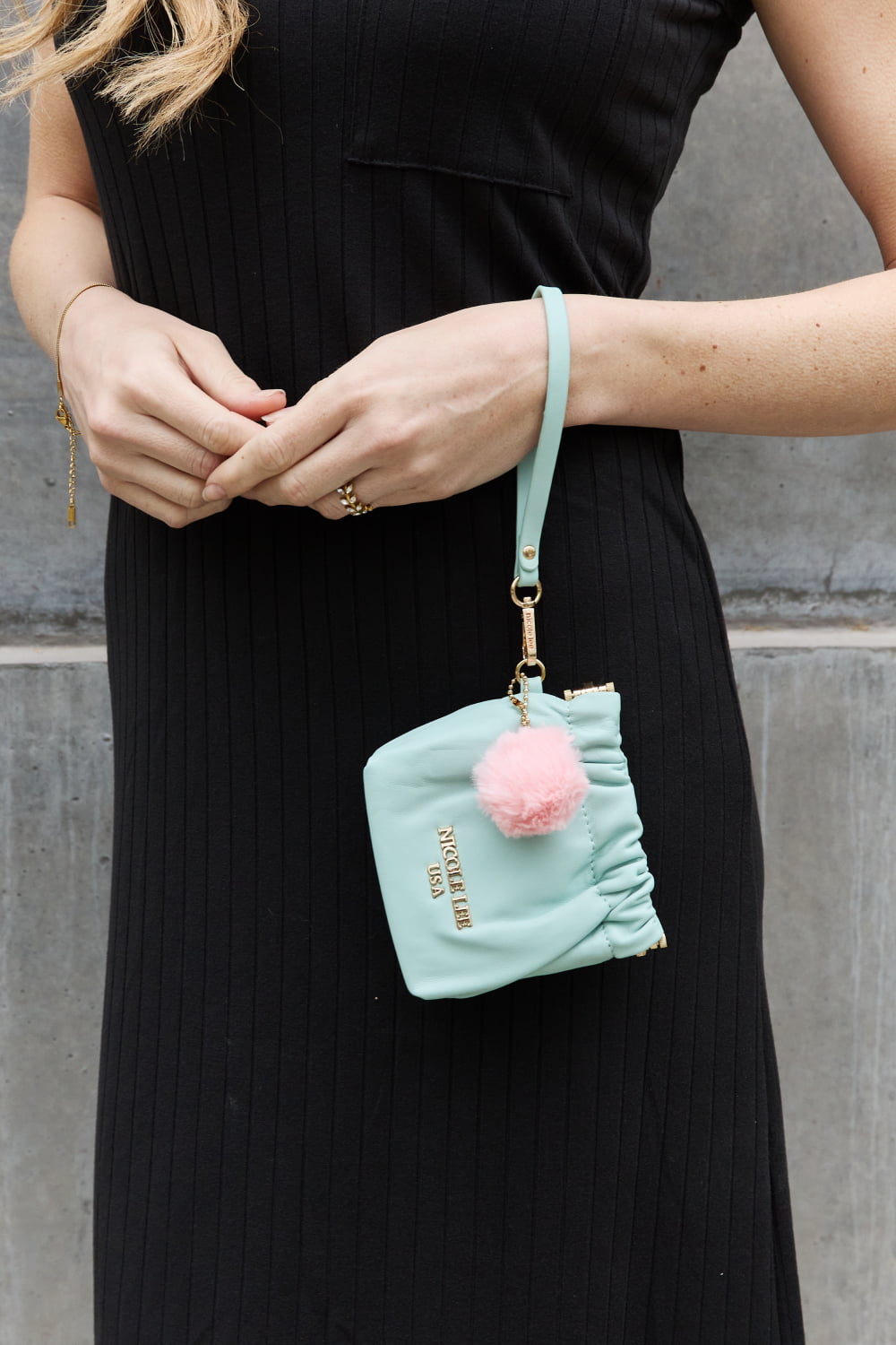 Nicole Lee USA Faux Leather Pouch-Trendsi-Soft Mint-One Size-[option4]-[option5]-[option6]-[option7]-[option8]-Shop-Boutique-Clothing-for-Women-Online